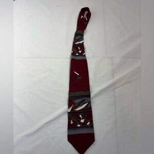 Men's Burgundy Geometric Pattern Silk Tie